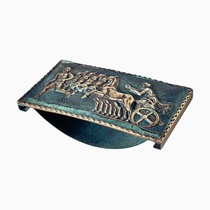Ink Pad in Bronze Gold and Green Color attributed to Le Verrier, France