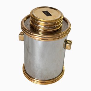 Champagne Bucket in Chrome and Gold Plated Metal 24 Karats by Lancel, France