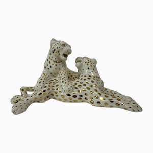 Leopardo vintage in ceramica di Ronzan, Italia, anni '70