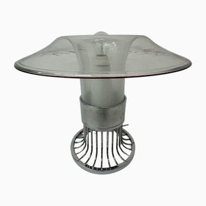 Lámpara de mesa UFO posmoderna de vidrio, Italia, años 70