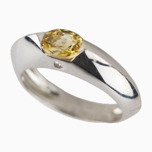 Piaget Weißgold Ring mit gelbem Saphir und Diamant, 1998