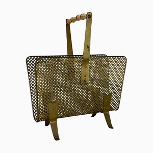 Brass and Bamboo Magazine Holder by Carl Auböck, Austria, 1950s
