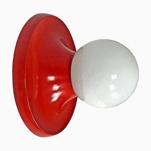 Rote Italienische Mid-Century Wandlampe Light Ball Castiglioni für Flos, 1960er