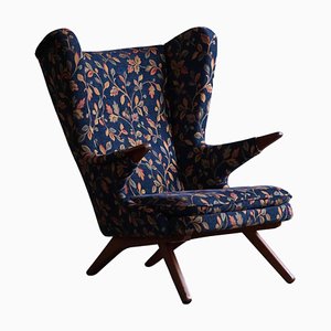 Mid-Century Modern Danish Papa Bear Wingback Lounge Chair in Teak, 1960s