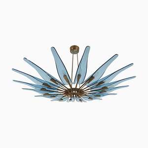 Dahlia Mod. 1563 Chandelier in Brass & Glass attributed to Max Ingrand for Fontana Arte, Italy, 1954
