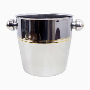 Ice Bucket in Stainless Steel and Leather from Mepra, 1980s