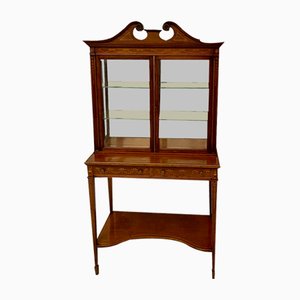 Antique Victorian Mahogany Inlaid Display Cabinet, 1880s