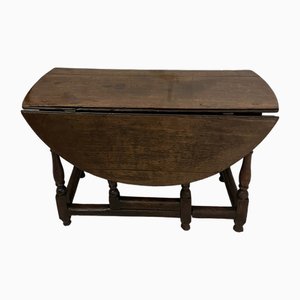 Mesa de comedor antigua de hoja abatible de roble, década de 1780