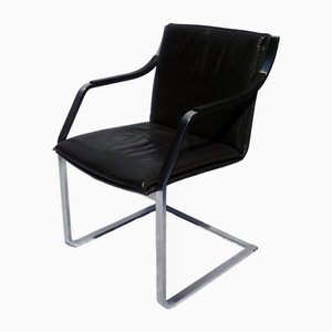 Steel and Leather Cantilever Chair