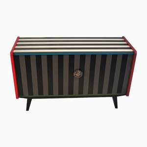 Vintage Striped 2-Door Commode