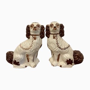 Perros Staffordshire eduardianos antiguos, 1910. Juego de 2