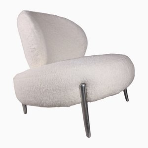 Lounge Chair in White Boucle