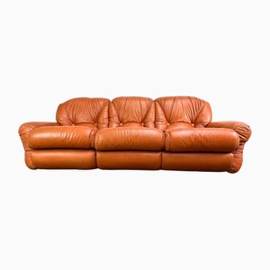 Italian Cognac Leather Sofa, 1970s