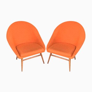 Schalensitze in Orange, 1960er, 2er Set