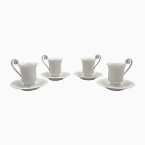 Tazas y platillos Cacao de porcelana de KPM Berlin, Alemania. Juego de 8