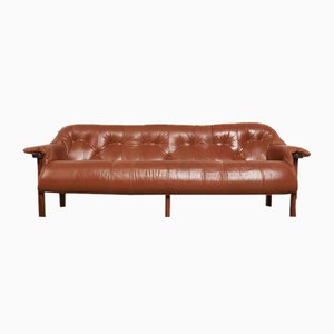 Leather Sofa in the style of Percival Lafer, 1960s
