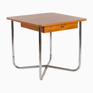 Mesa de comedor Bauhaus pequeña con cajón, años 30