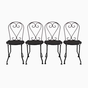 Chaises de Jardin en Fer Noir, 1890s, Set de 4