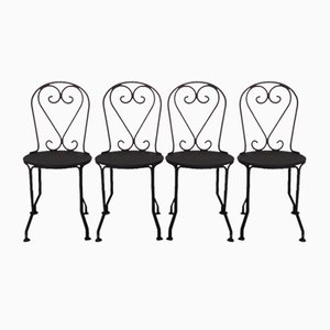 Garden Chairs in Black Iron, 1890s, Set of 4