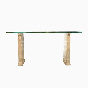 Console Table in Travertine and Glass from Fontana Arte, 1930s