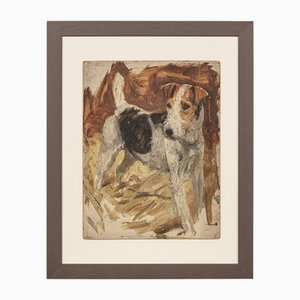 Frederick Thomas Daws, Antique Jack Russell Terrier, Oil on Canvas, 1920, Framed