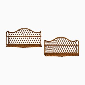 Rattan Wall Shelves attributed to Adrien Audoux & Frida Minet, 1960, Set of 2