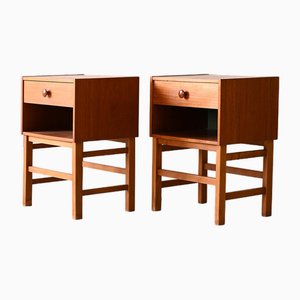 Comodini quadrati in teak, Scandinavia, anni '60, set di 2