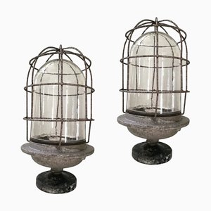 Spanish Industrial Focus with Metal Structure and Glass Bubble from Puig Electric Industry, Set of 2