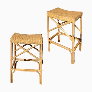 Tabouret en Bambu et Ratan, Espagne, Set de 2