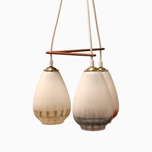 Danish Ceiling Lamp with Three Hanging Glass Cups, 1950s