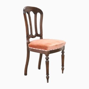 19th Century Chair in Beech Wood with Velvet Seat