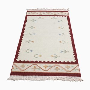 Tappeto vintage in lana beige rossa, Turchia, anni '60