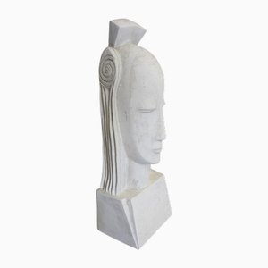 Sculpture Art Déco d'une Tête de Femme, 1930s, Plâtre