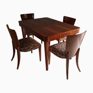 Dining Table and Chairs from Up Závody, 1940s, Set of 5
