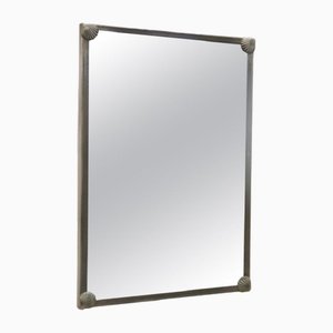 Vintage Wall Mirror with Frame in Silvered Metal, 1980s