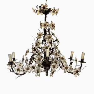 Chandelier with Glass Flowers, 1960s