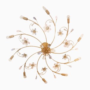 10-Light Ceiling Lamp with Coloured Crystals