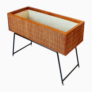 Wood and Rattan Planter, 1960s