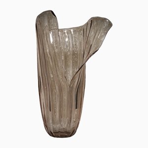 Transparente Blassrosa Murano Vase aus Kunstglas, 1980er