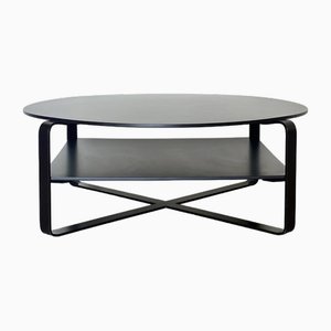 Round Wooden and Lacquered Metal Coffee Table, 1970s