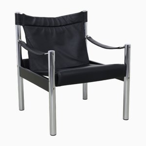 Lounge Chair in Leather and Chrome by Johanson Design Sweden, 1970s