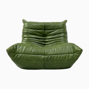 Togo Lounge Chair in Forest Green Leather by Michel Ducaroy for Ligne Roset