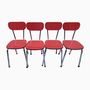 Chaises Vintage en Red Pop Formica, 1960s, Set de 4