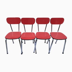 Vintage Chairs in Red Pop Formica, 1960s, Set of 4