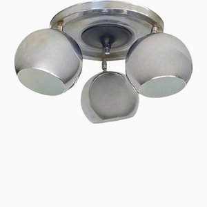 Space Age Vintage Inox Ceiling Lamp Light With 3 Adjustable Spot Eye Balls '60s-'70s