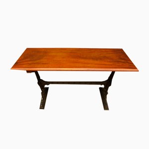Antique English Tavern Table with Cast Iron Base, 1890s