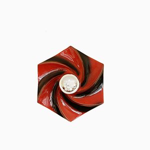 Mid-Century Red Swirl Ceramic Sconce, 1960s