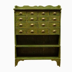 Green Handmade Craft Workshop Drawer Unit, 1890s