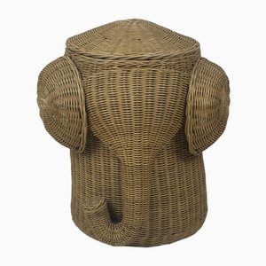 Dutch Rattan Wicker Elephant Basket, 1980s