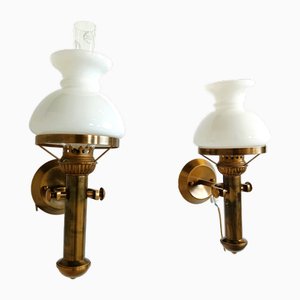 Italian Brass Wall Lamps, 1960s, Set of 2